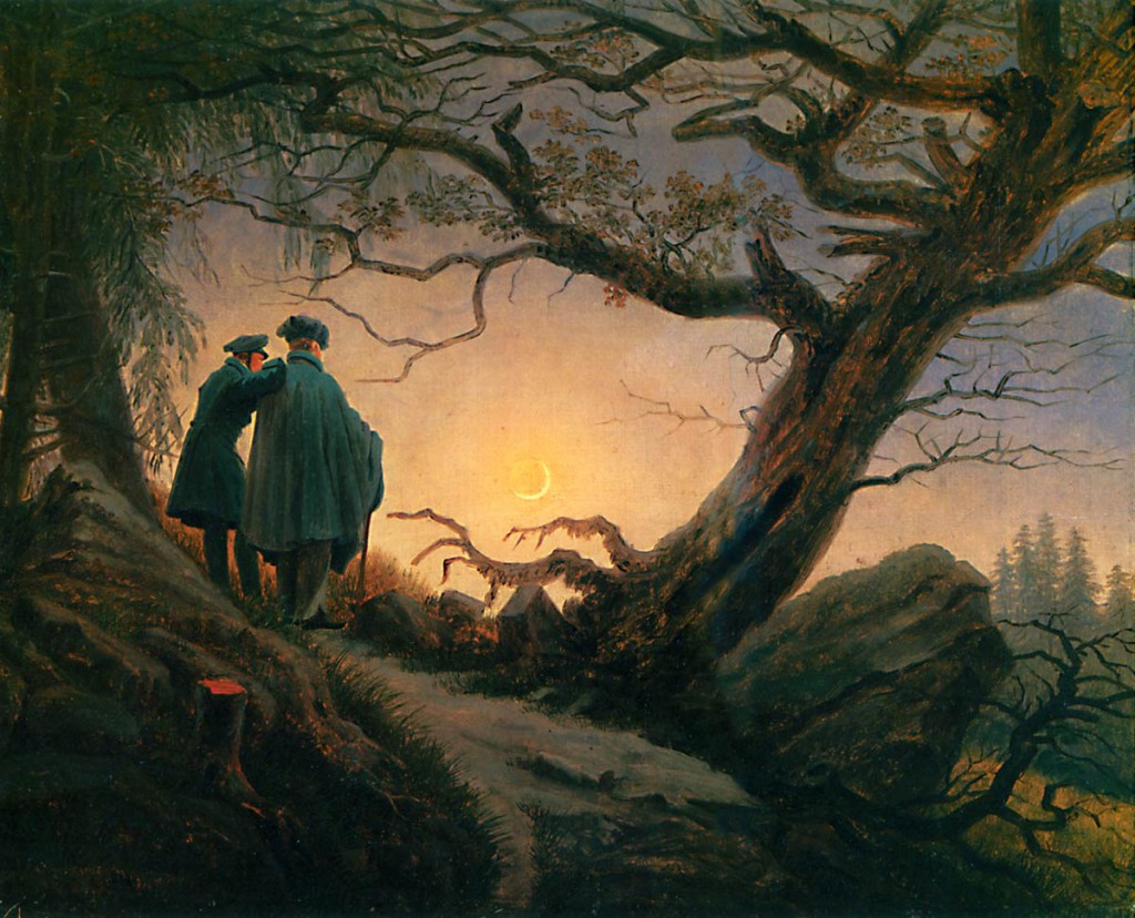 Deux-Hommes-contemplant-la-Lune-Huile-sur-toile-1820