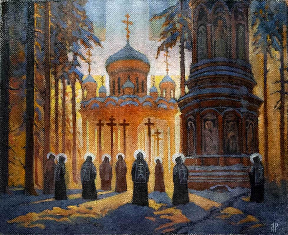 Храм света. Оргалит, масло, 35х44 см
