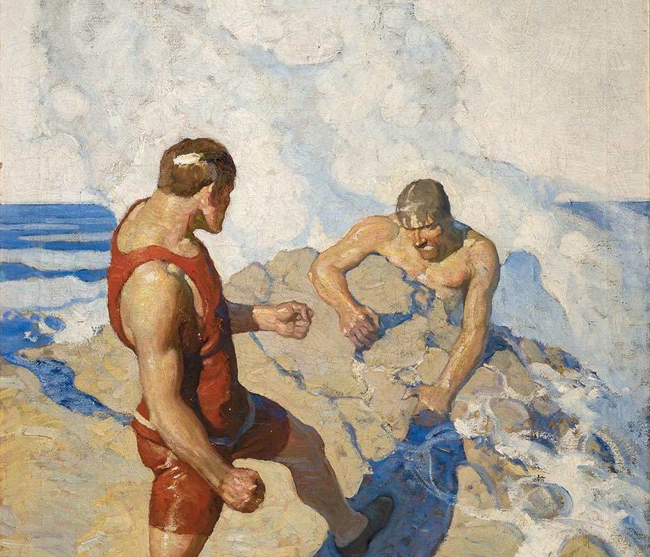 beach-scene-two-men-fighting-1913