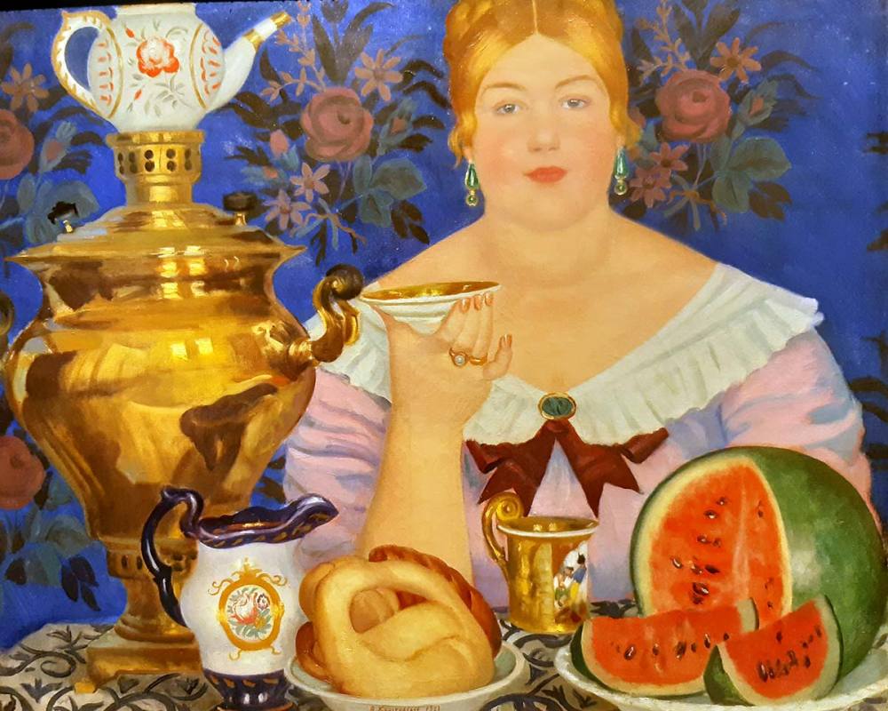 Борис Кустодиев. Купчиха, пьющая чай. 1923г. Холст, масло.