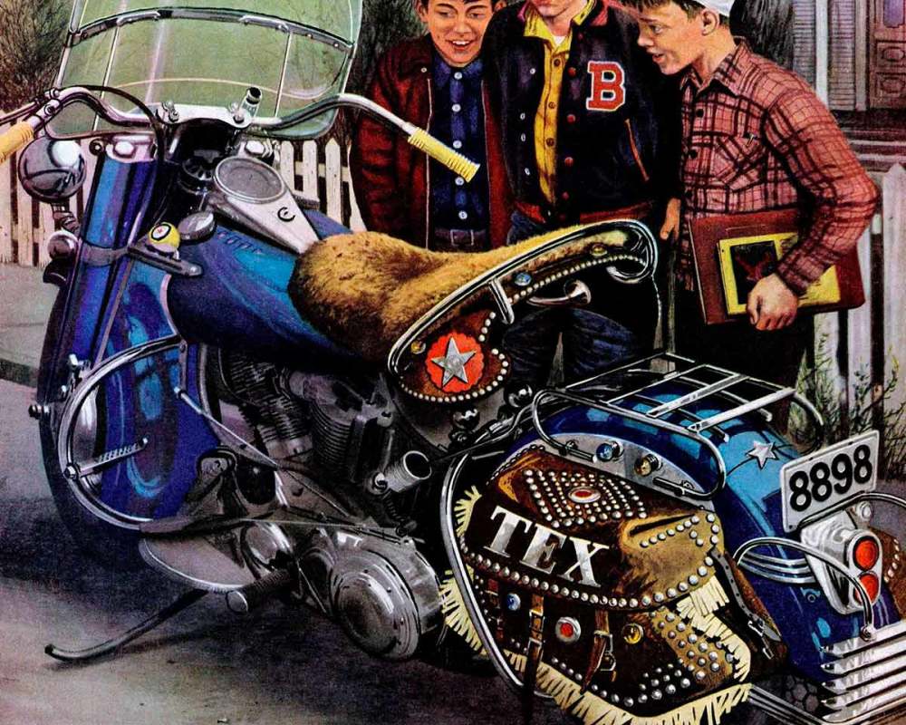 texs-motorcycle-the-saturday-evening-post-cover-april-7-1951