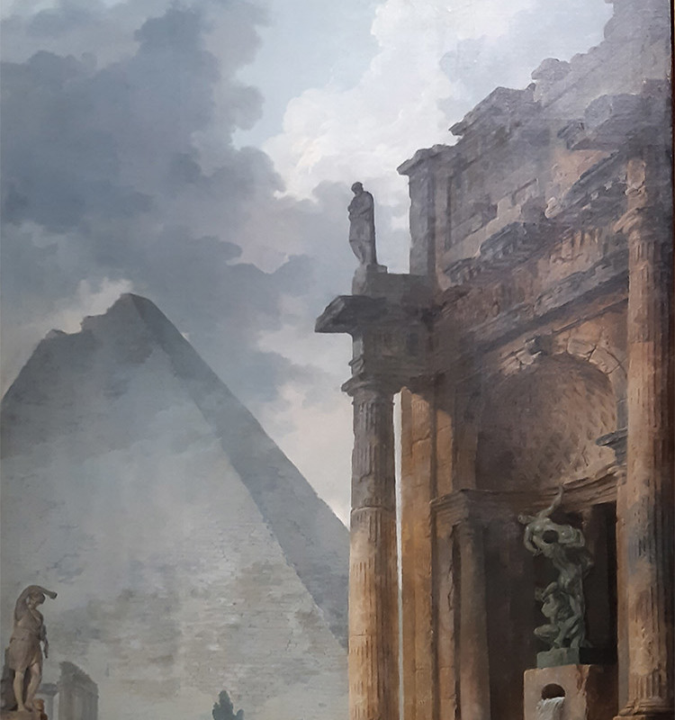 Юбер Робер. Античный фонтан и Пирамида -1