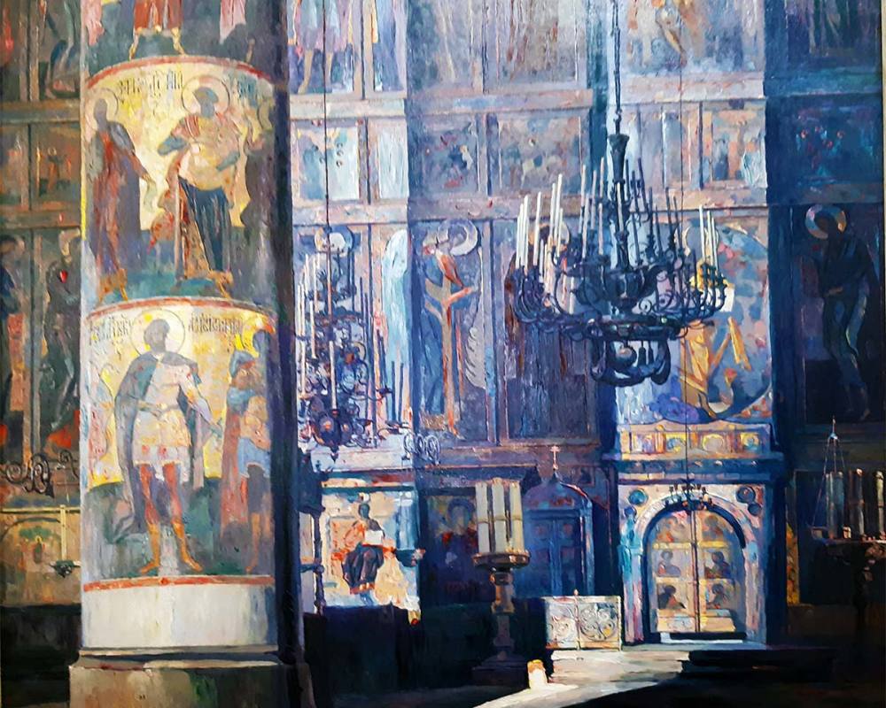 Корин П.Д. Интерьер Успенского собора в Кремле