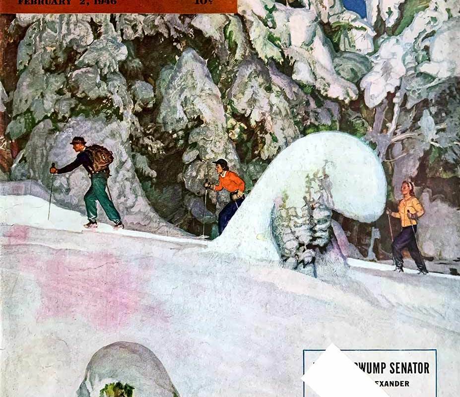 cross-country-skiers-the-saturday-evening-post-february-2-1946