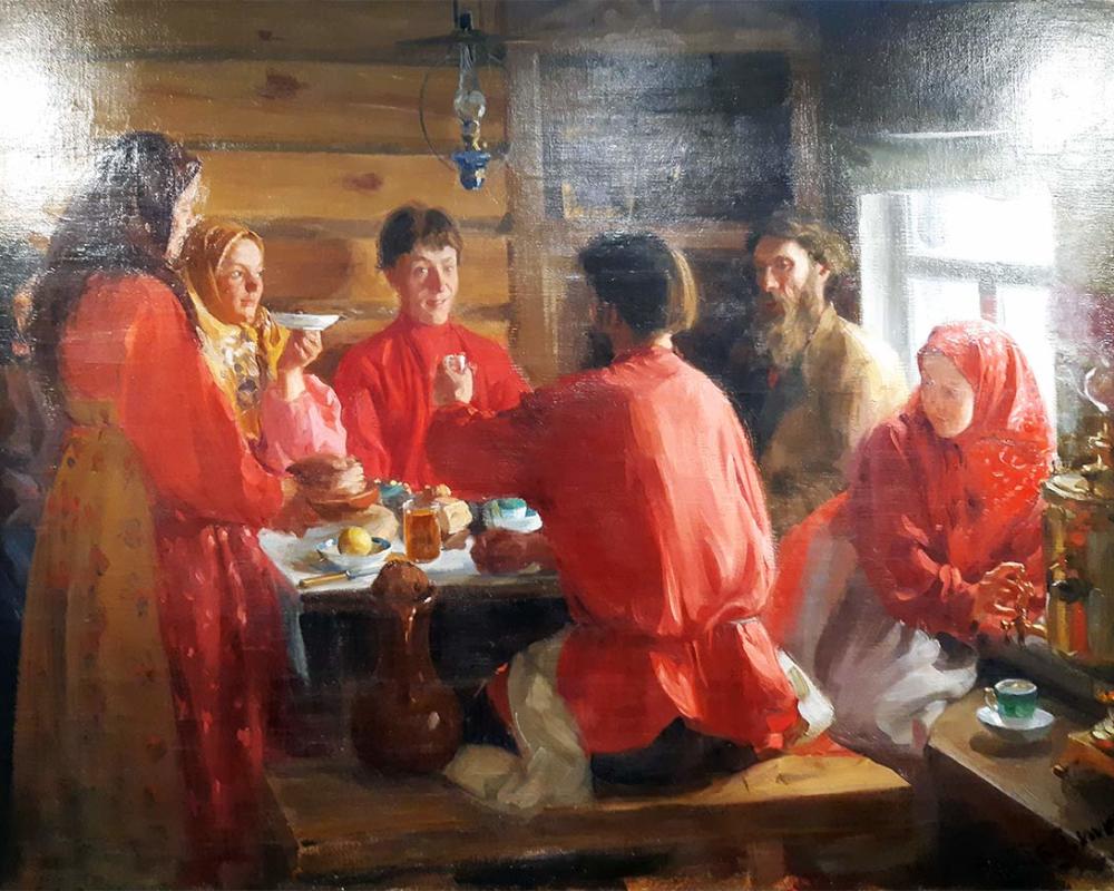 Куликов И.С. (1875-1941) В крестьянской избе. 1902 г. Х.М.-1