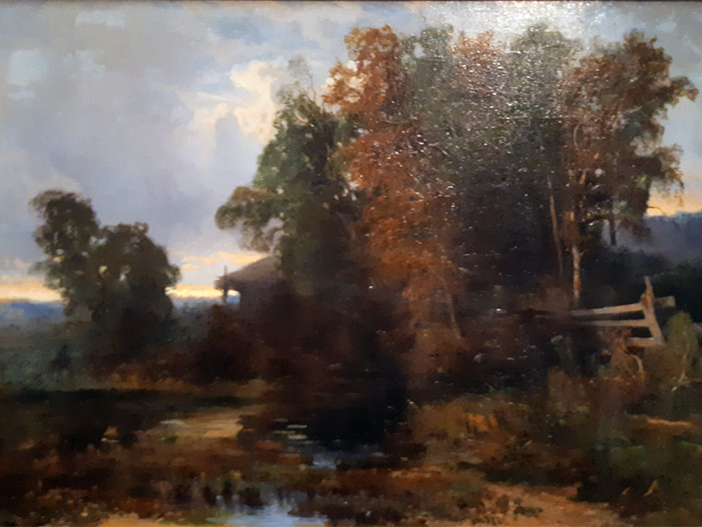 Крыжицкий К.Я. (1858-1911) Сумерки (дорога) Вторая половина 19 в. Х.М.
11. Васильев Ф.А. (1850-1873) Вечер. пейзаж с водяной мельницей перед грозой.