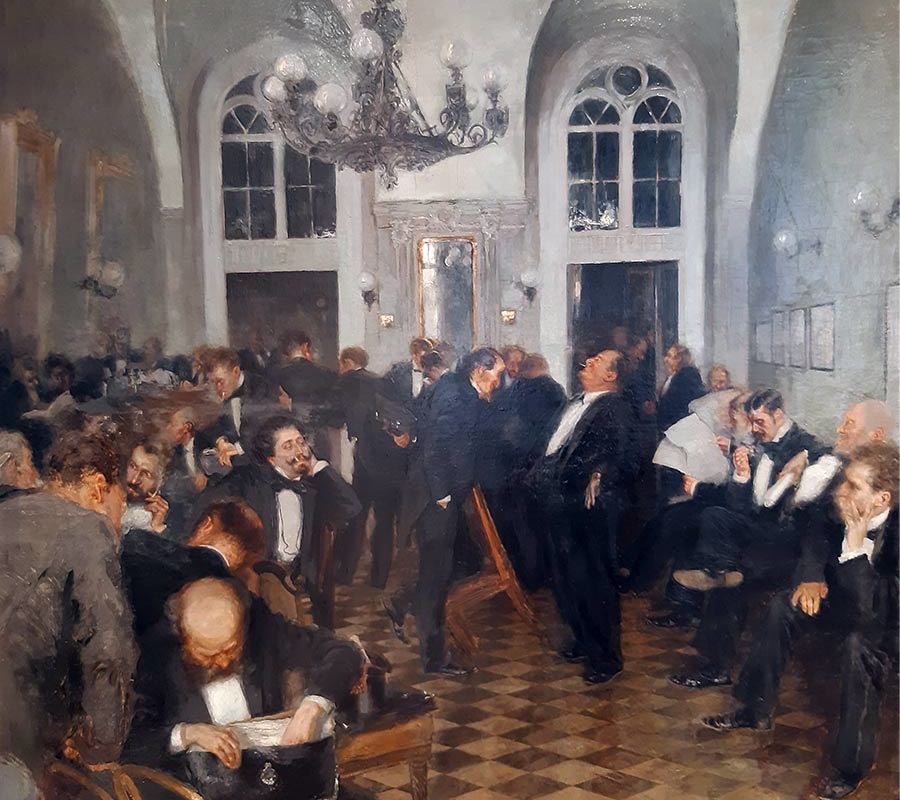 Щербиновский Д.А. (1867-1926) Комната присяжных-поверенных во время перерыва в заседании.