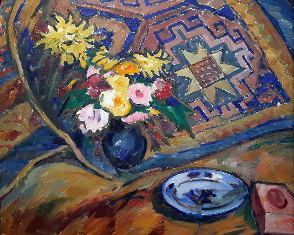 Куприн А.В. (1880-1960) Цветы на фоне азиатского ковра.
