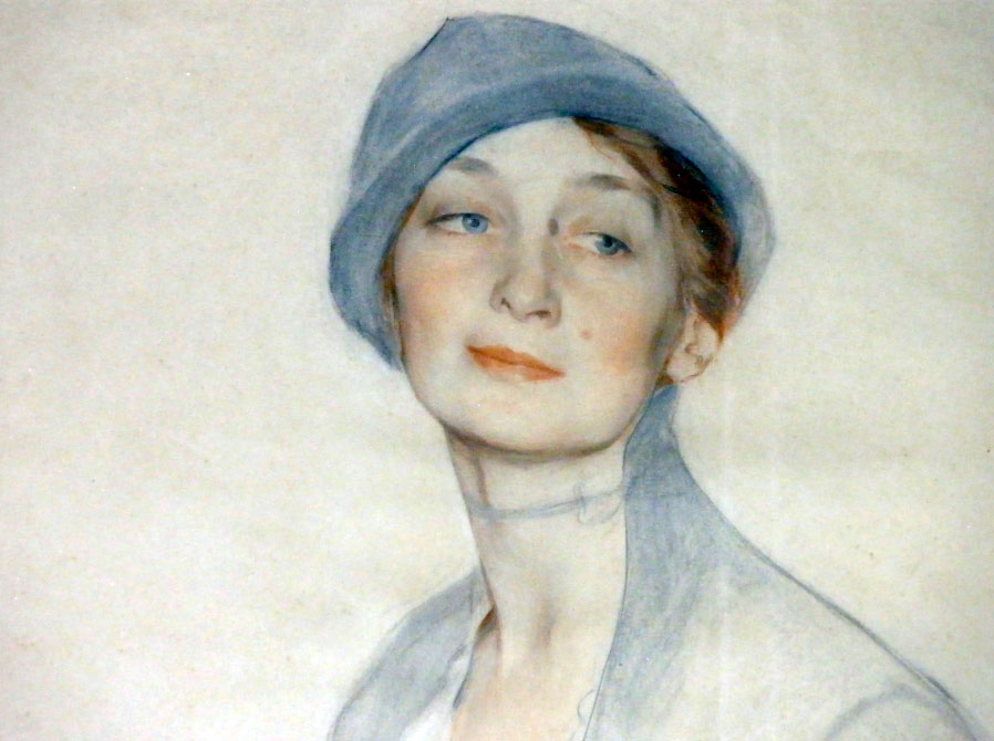 Сорин С.А. (1878-1953) Портрет актрисы Дроботовой Л.Х. (Девушка с родинкой) 1915 г. Бумага, пастель, графитный карандаш-1