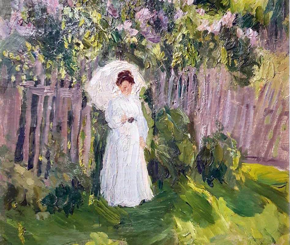 П.П.Кончаловский В саду. Портрет О.В.Кончаловской. 1904