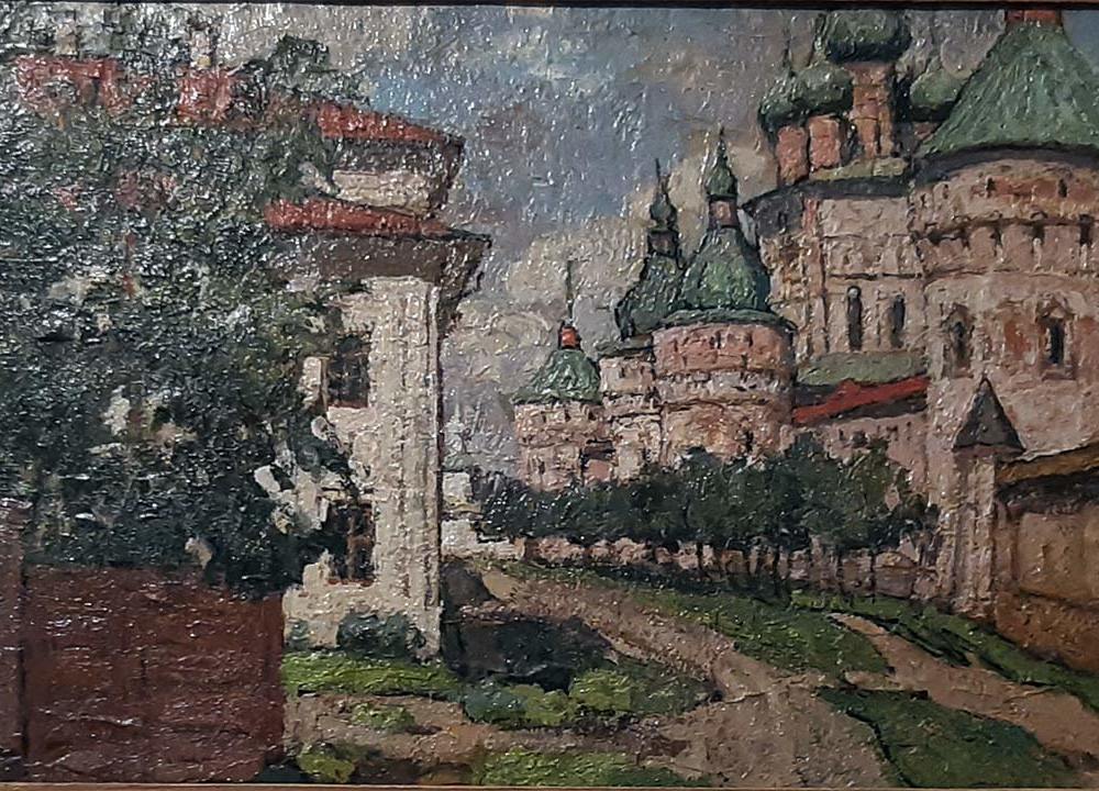 Петровичев П.И. 1874-1947 Кремлевская стена. Ростов Великий.1909. Картон, масло;