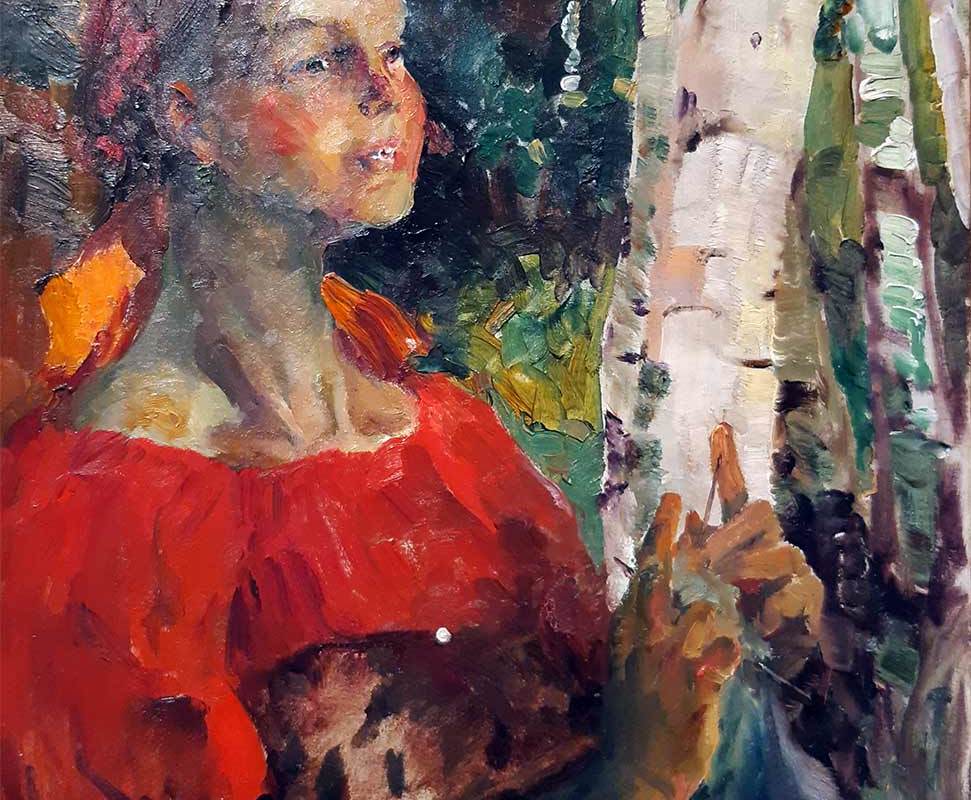 Малявин Ф.А. 1869-1940. Девушка со спицами-1