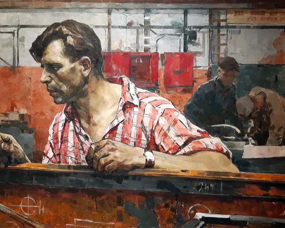 Кабачек Л.В. (1924-2002) Портрет Г.И. Ковалева -слесаря Крондштадского завода, делегата 21 съезда КПСС-1