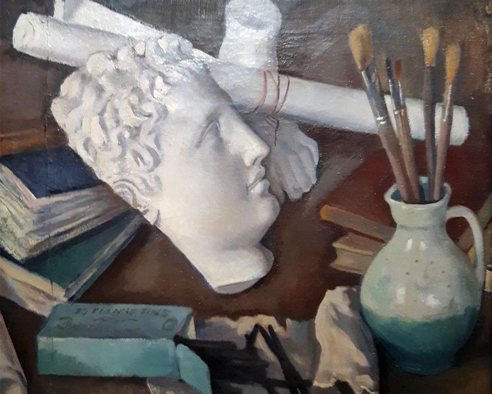 Серебрякова З.Е. (1884-1967) Натюрморт с атрибутами искусства.