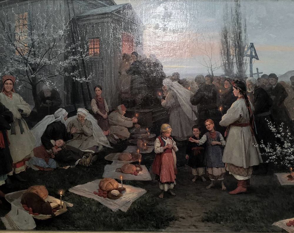 Н.К.Пимоненко (1862-1912) Пасхальная заутреня в Малороссии. 1891 г. Х.М.