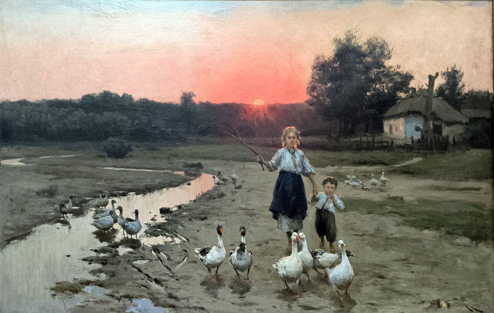 Н.К. Пимоненко (1862-1912) Последний луч. 1900 Х.М.
