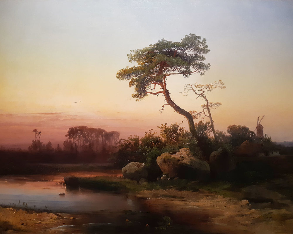 А.К. Саврасов (1830-1897) Пейзаж с сосной 1854 ХМ