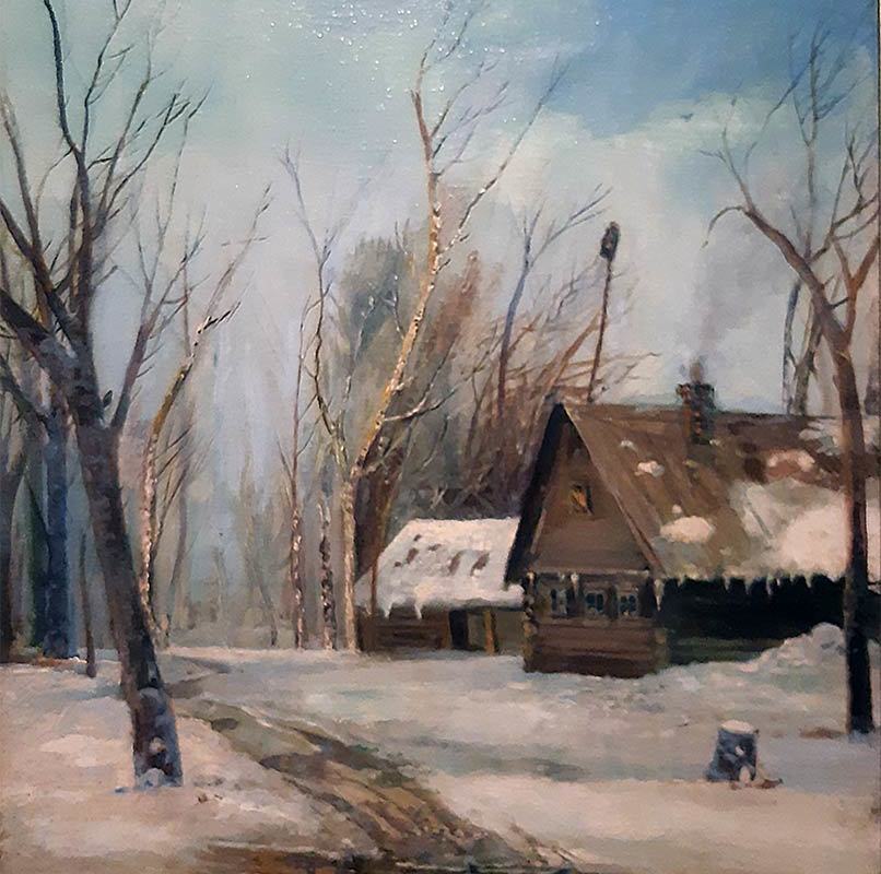 Алексей Саврасов (1830-1897) Морозный день весной (Избушка в Марфинских кустах) 1874 г. ХМ