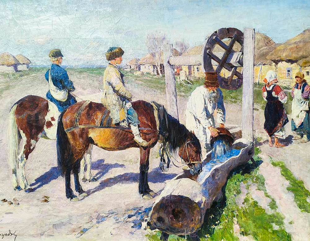 Виноградов С.А. (1869-1938) Водопой 1890-е ХМ