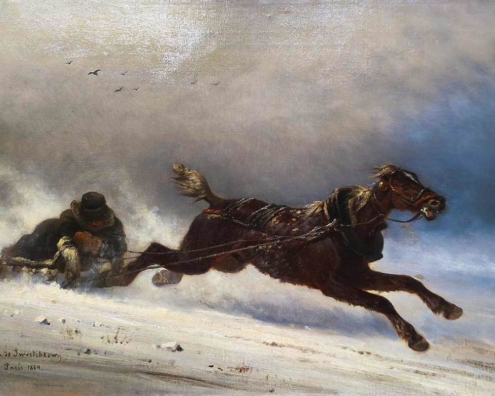 Сверчков Н.Е. (1817-1898) Волки нагоняют 1864 г. ХМ